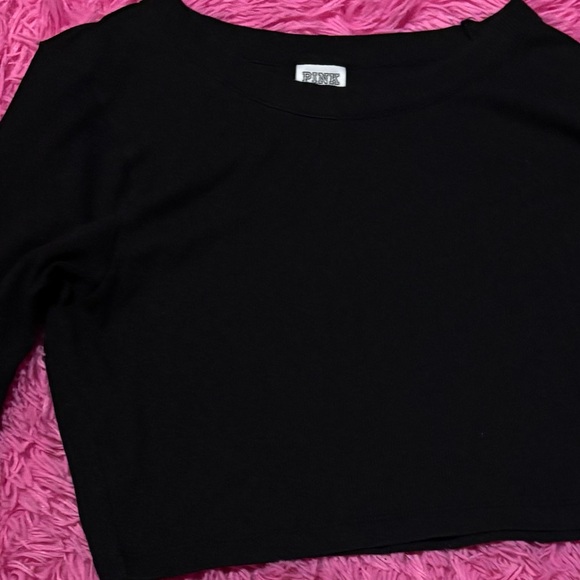 PINK Victoria’s Secret Ribbed Long-Sleeve Crop Top - Picture 2 of 3